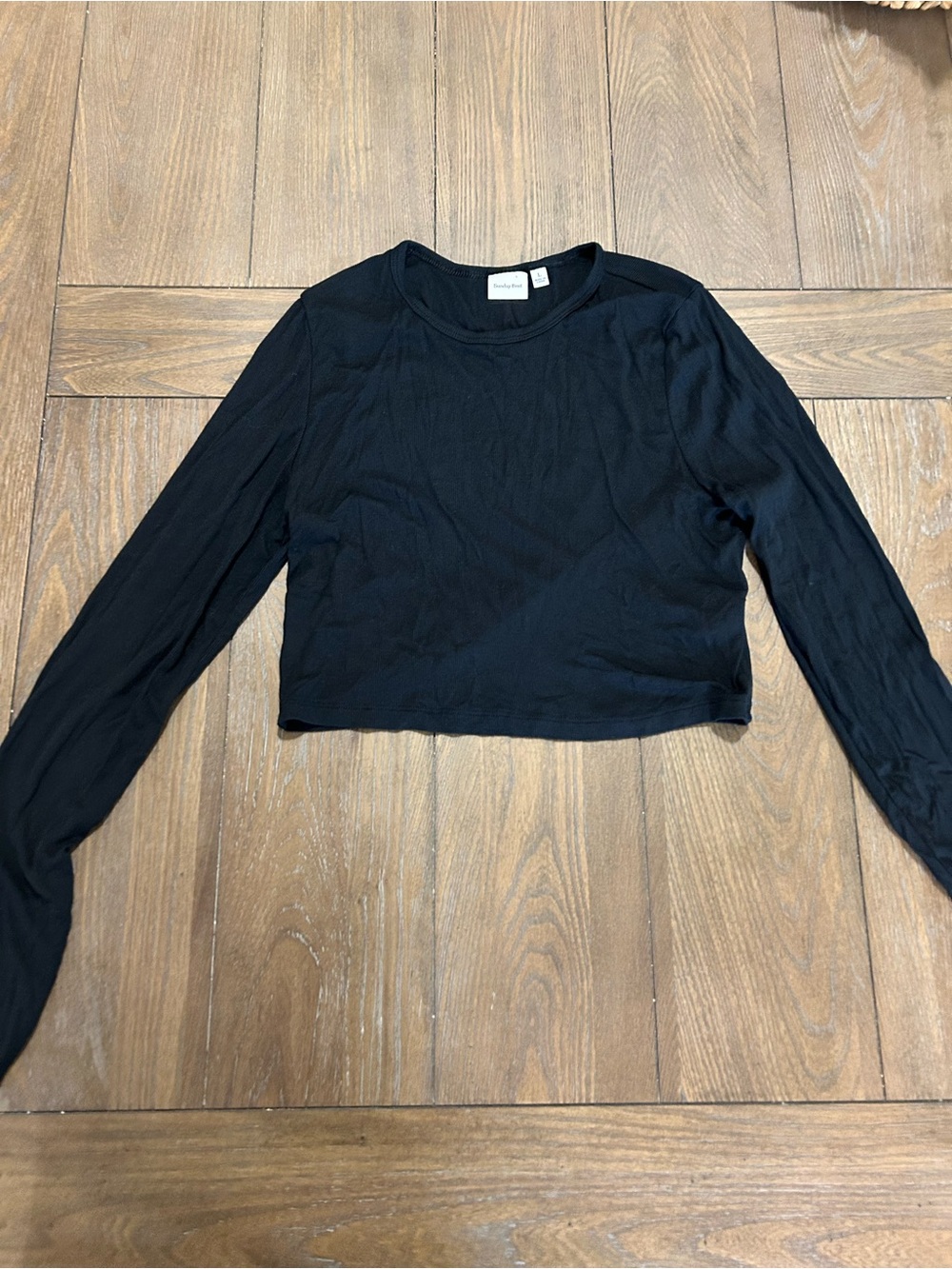 Sunday Best Black Long-Sleeve Cropped Tee